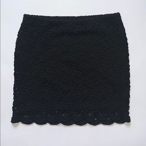 Black stretchy elastic crochet knit mini skirt XS